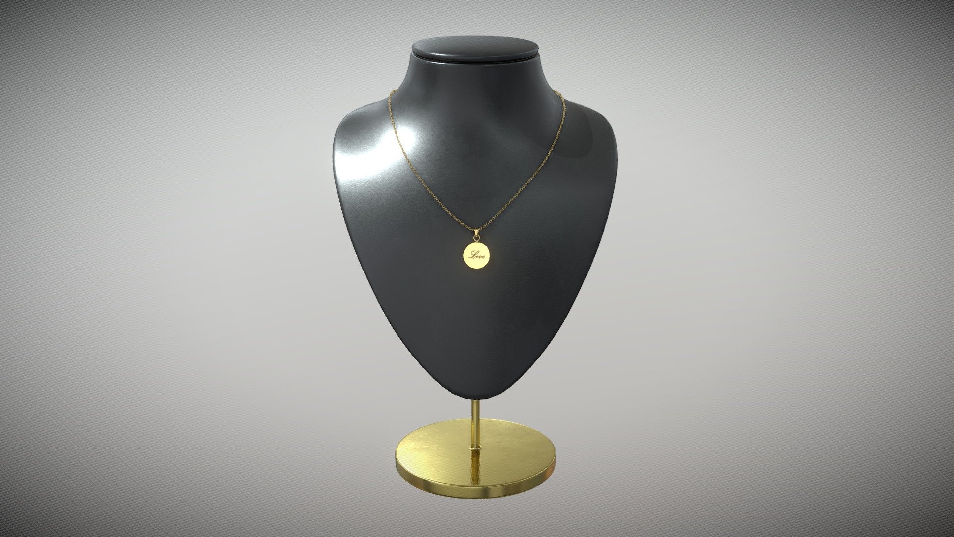 Jewelry Necklace Display Bust 3d model