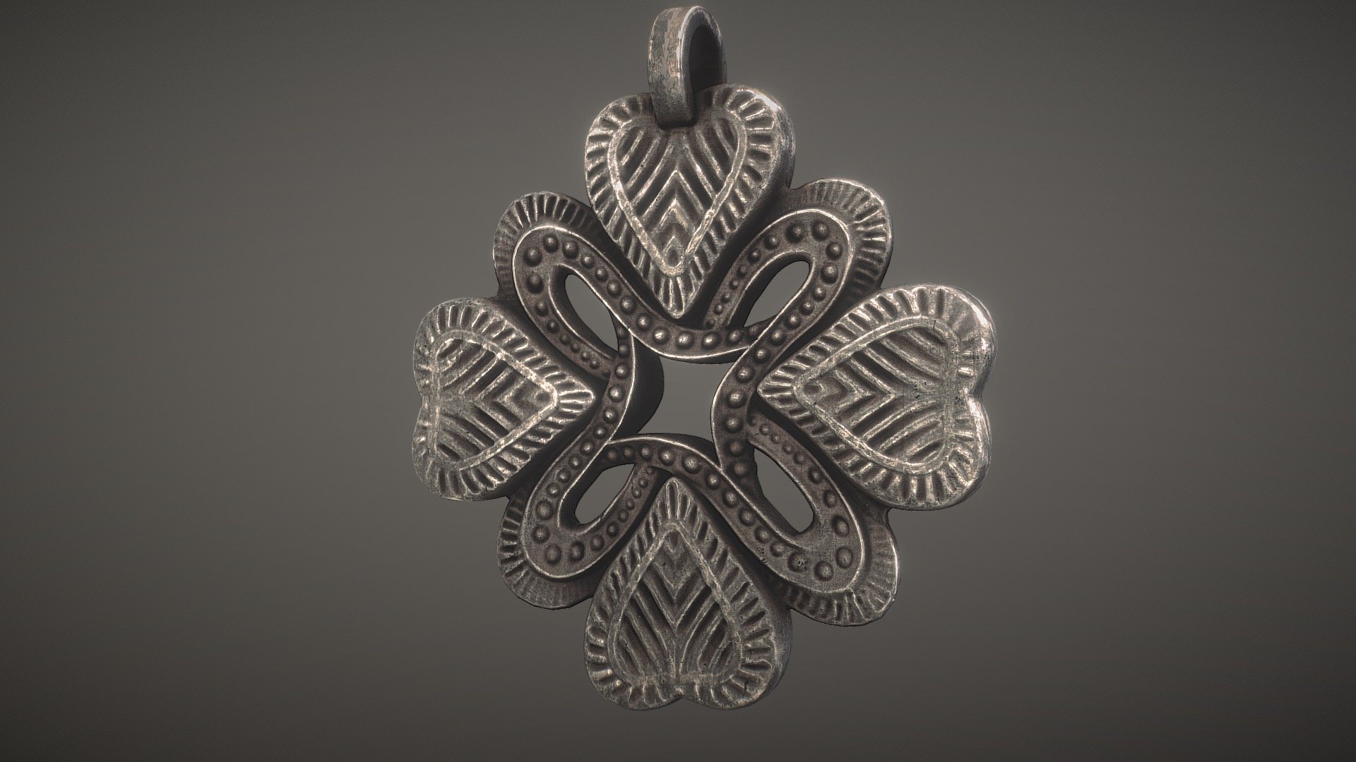 Shamrock Heart Pendant (lowpoly) 3d model