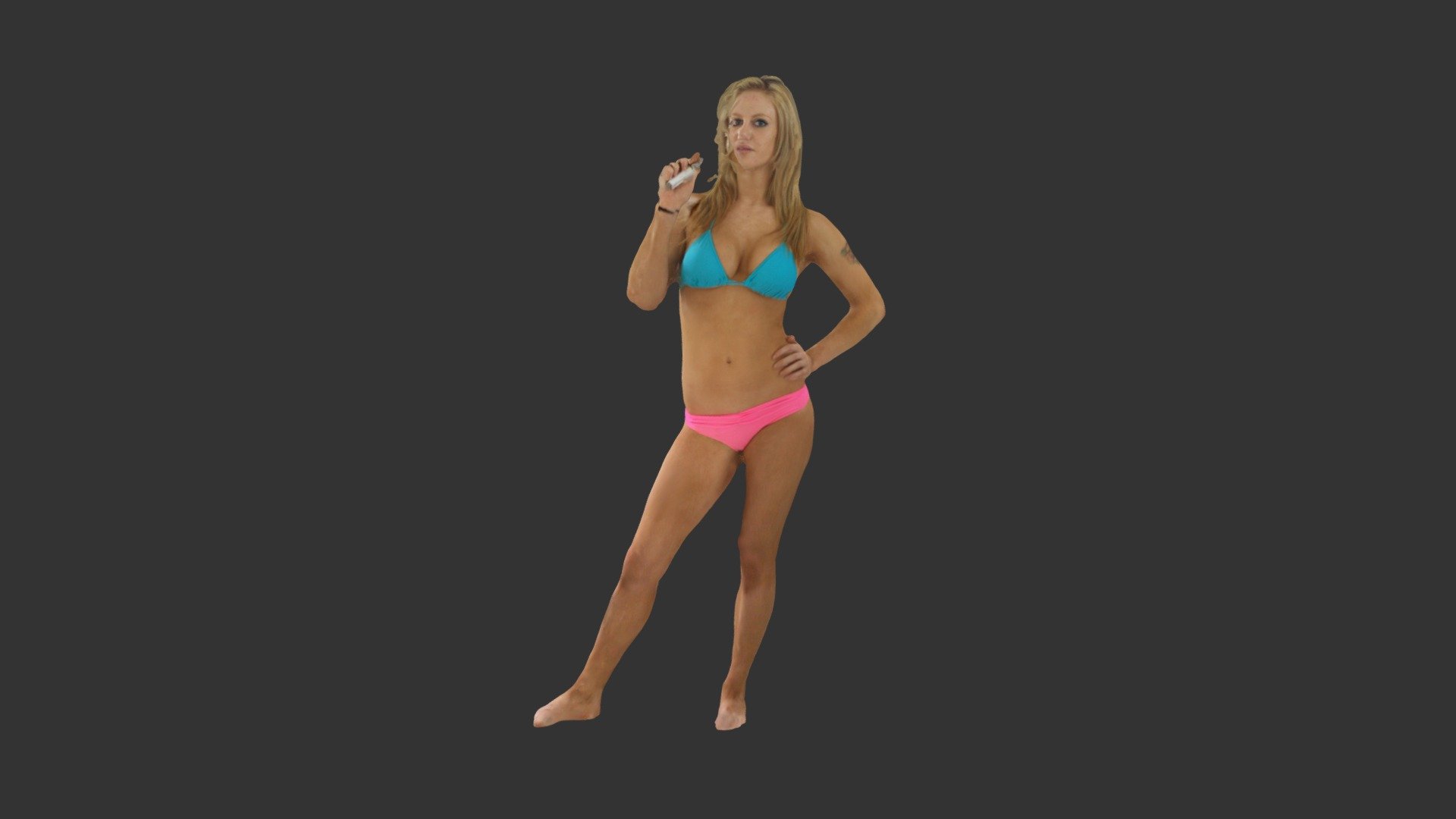 Beautiful woman pink and blue bikini 3d model