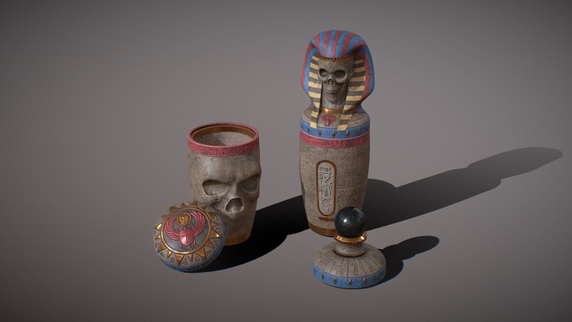 OB 02 Egyptian Necromancer Kit Canopic Jars 3d model