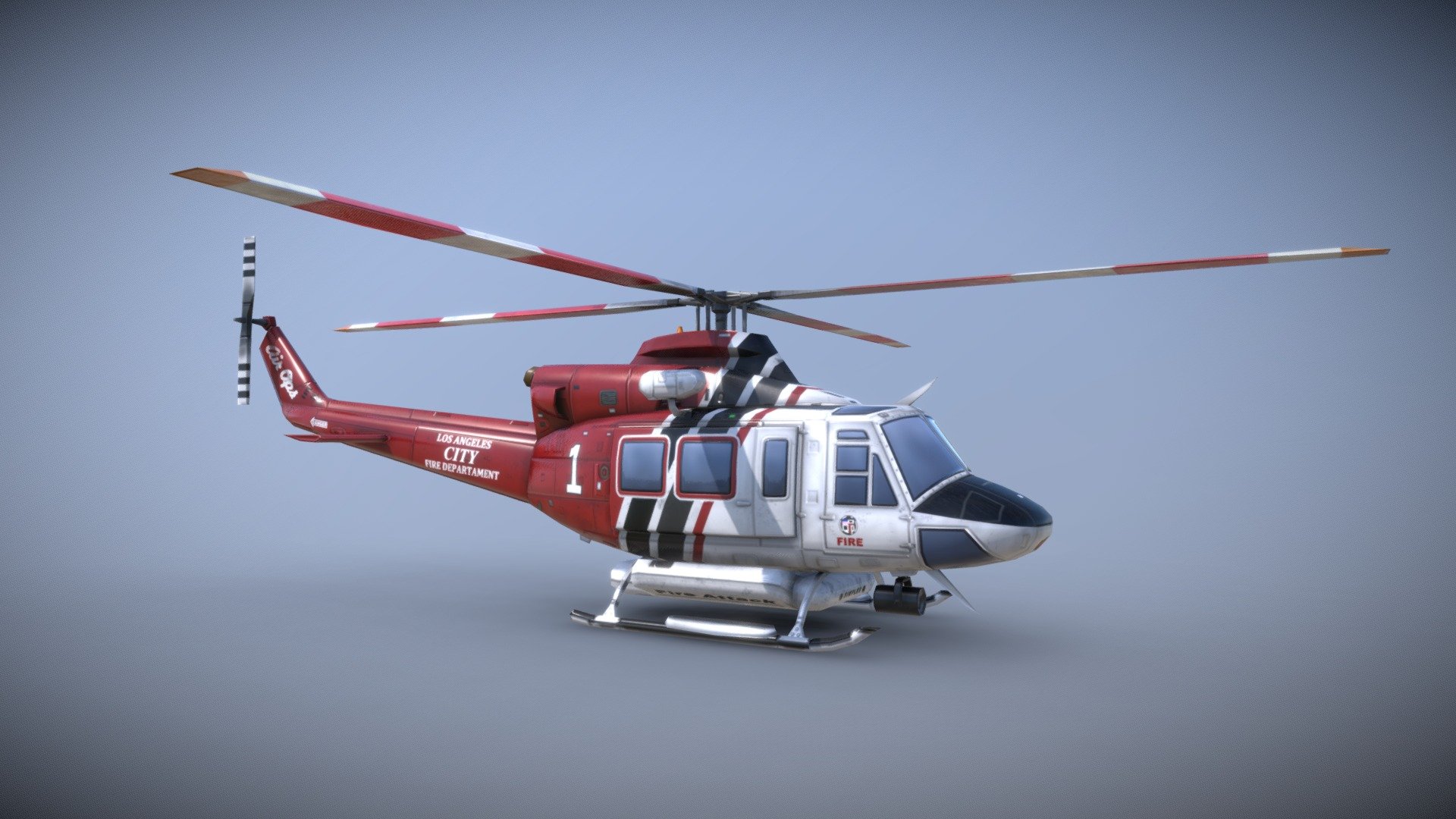 BELL 412 Los Angeles Fire Department 3d model