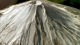 Mount Fuji Volcano Crater with Snow