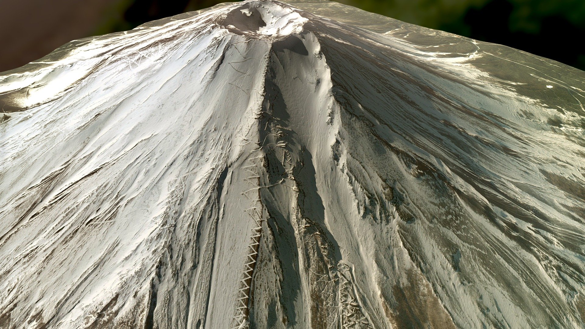 Mount Fuji Volcano Crater with Snow 3d model