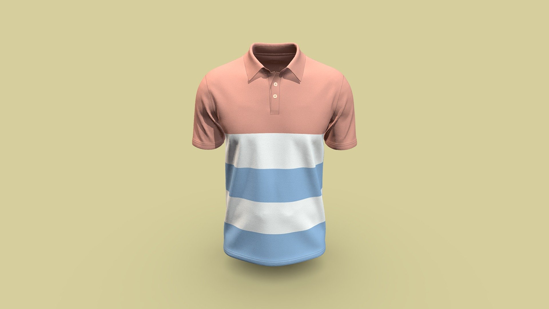 3D Mens Knit Polo Shirt 3d model