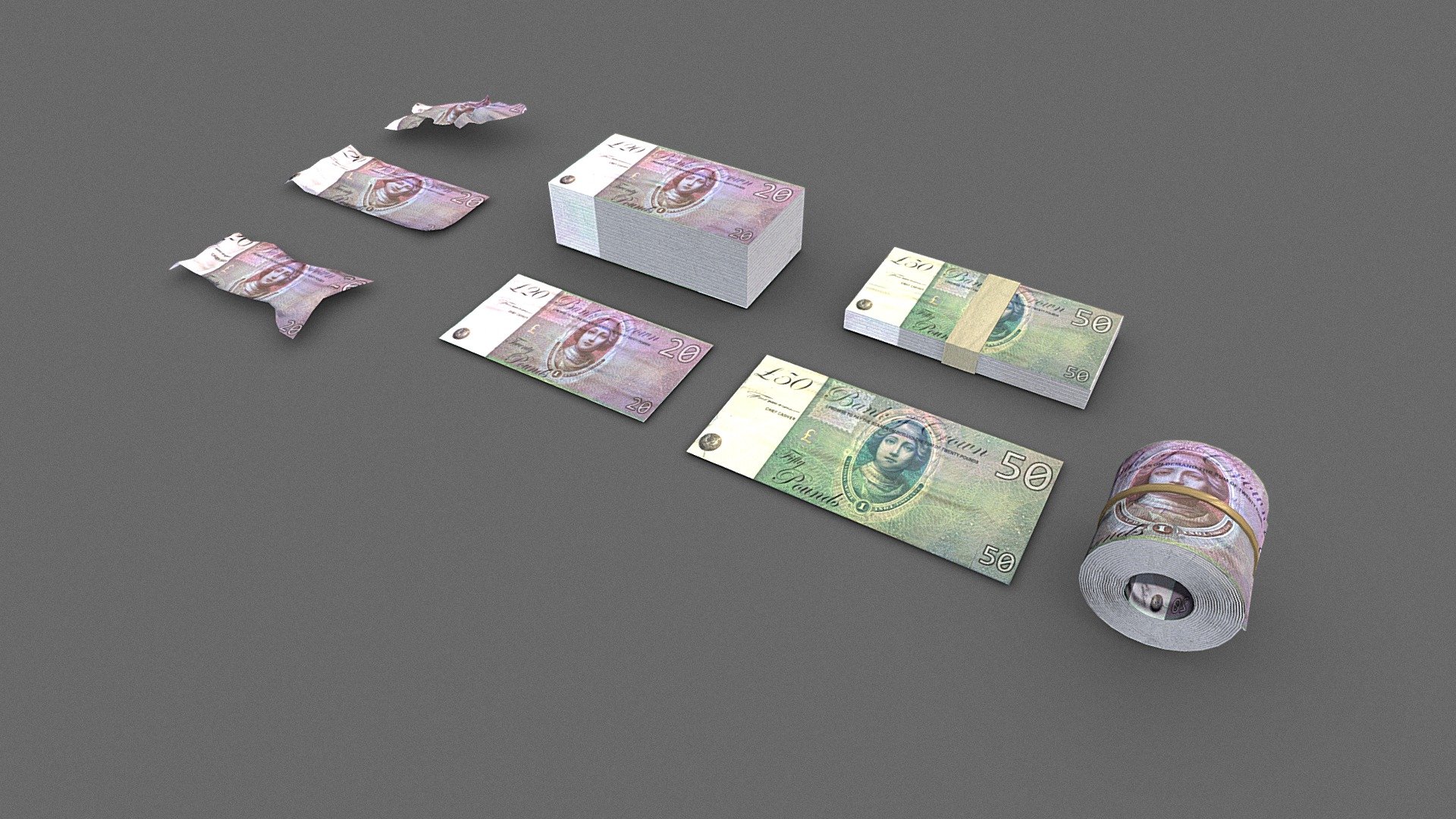 Money packs 3d model