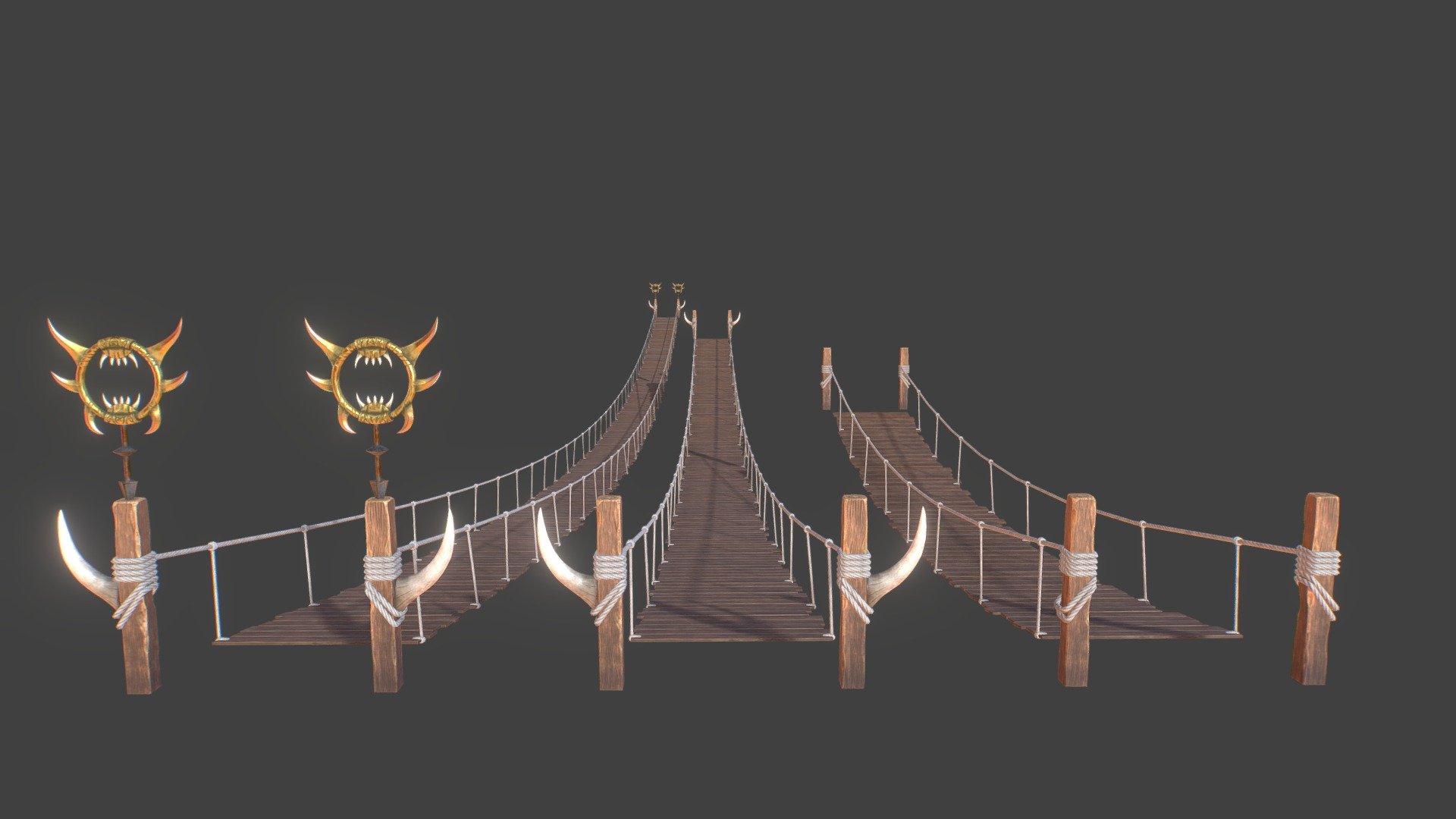 Wooden Bridges Pack 3d model