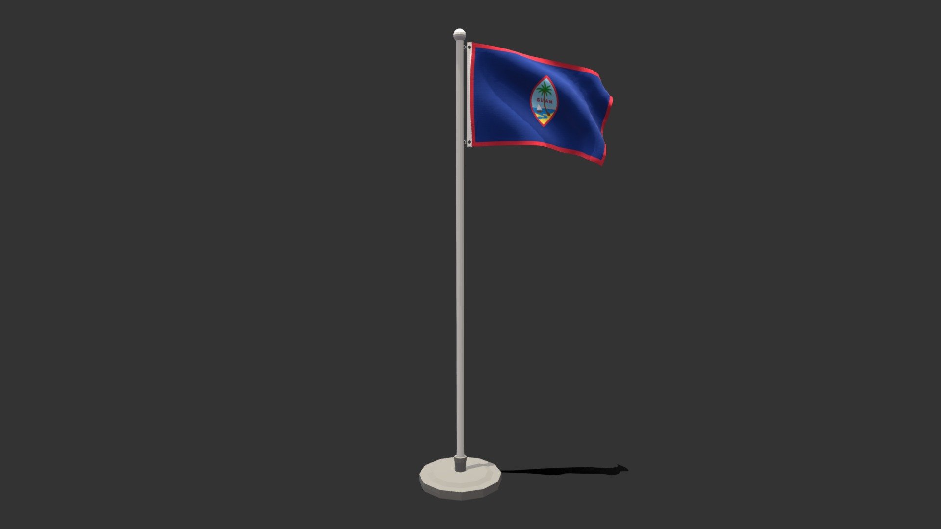 Low Poly Seamless Animated Guam Flag 3d model