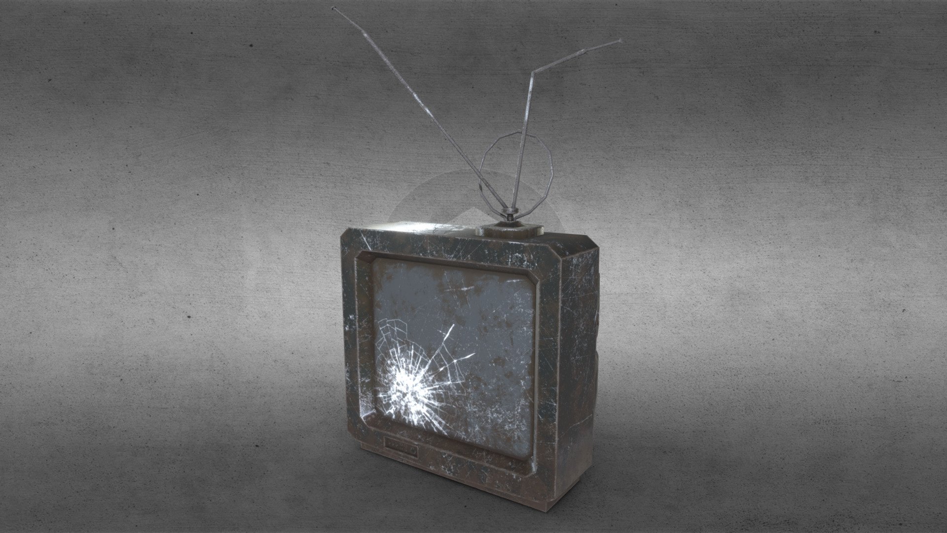 Old TV With Broken Screen 3d model