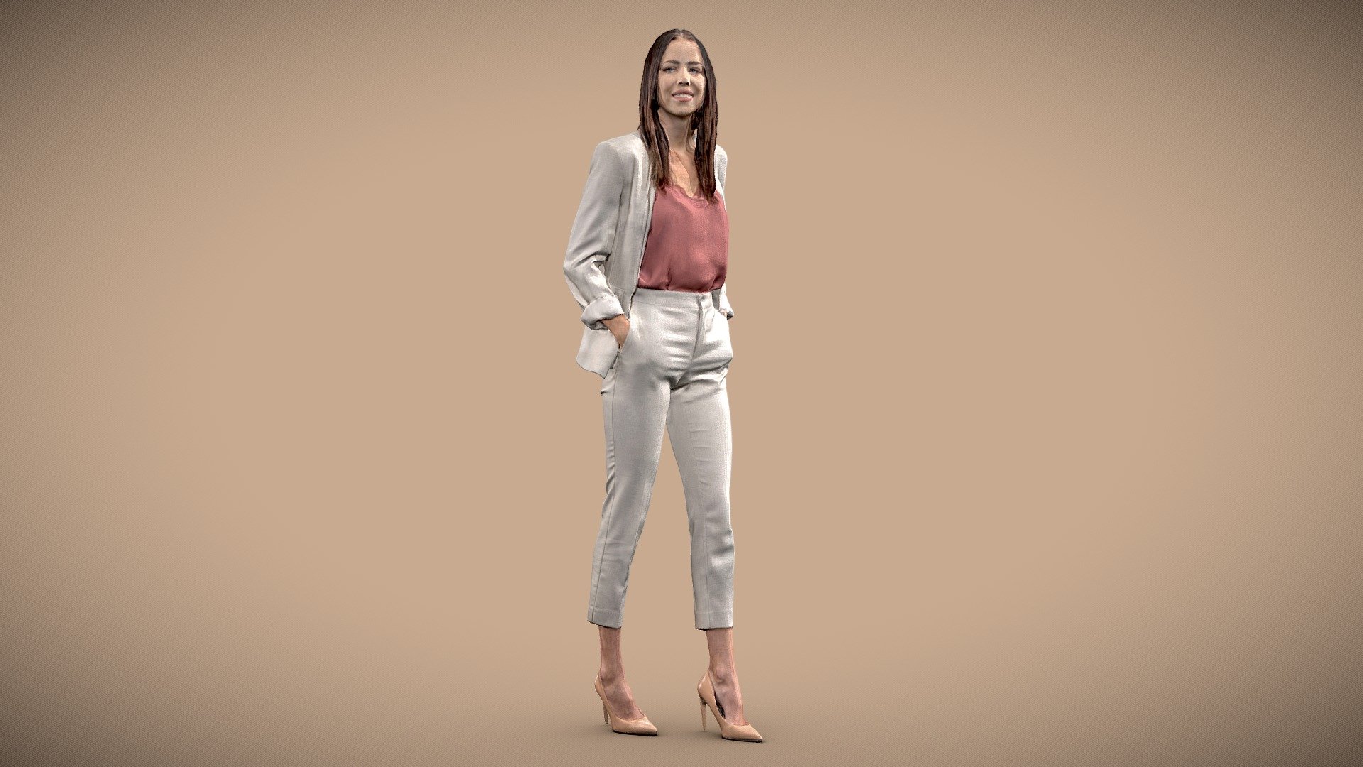 Happy business woman walking 3d model