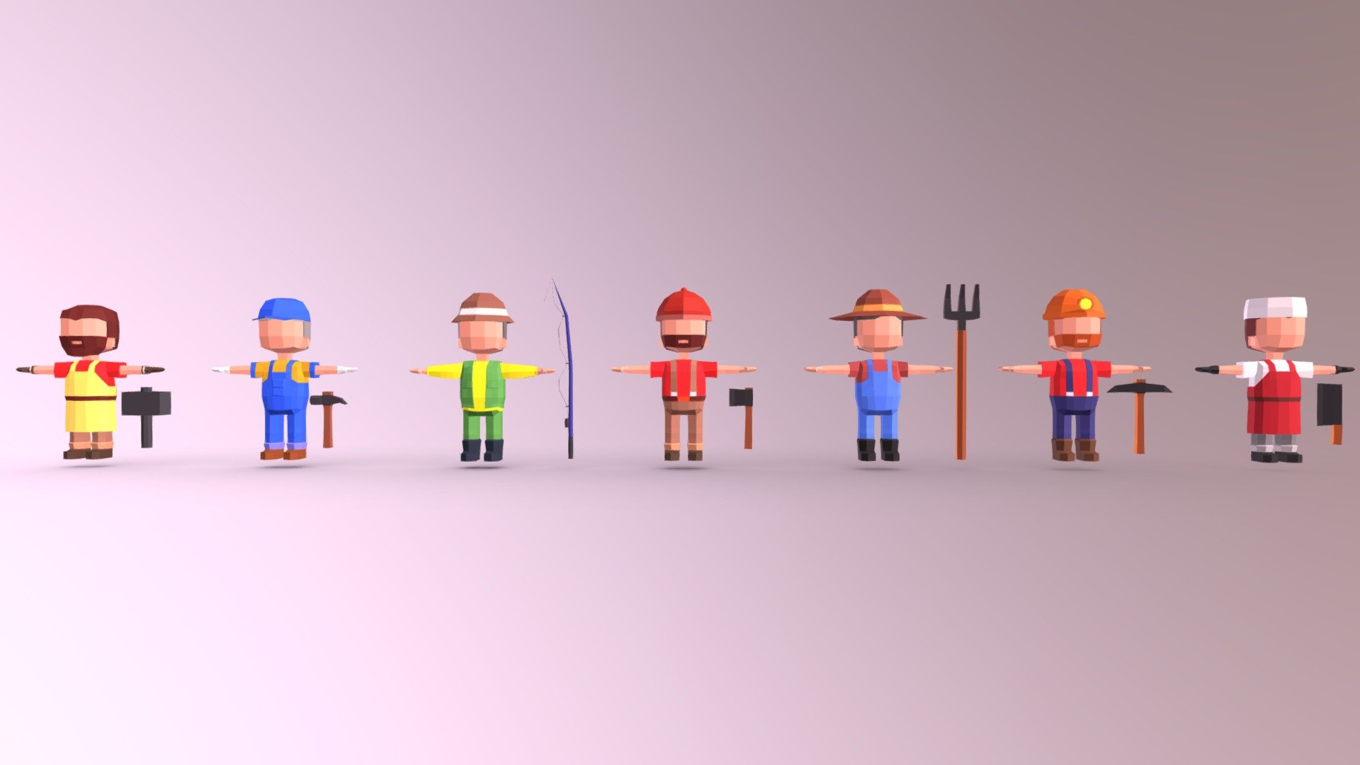 Farming Character Lowpoly 3d model