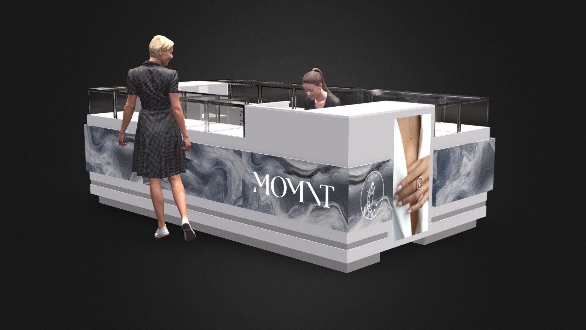 Торговый островок MOMNT. Jewelry mall kiosk 3d model