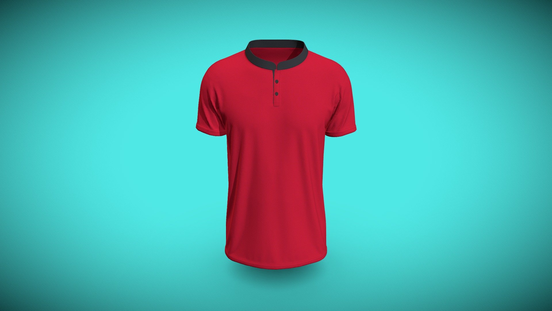 Band Collar Polo T-shirt 3d model