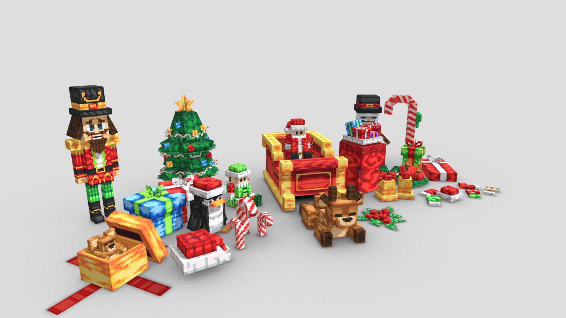 Santa Decoration Pack 3d model