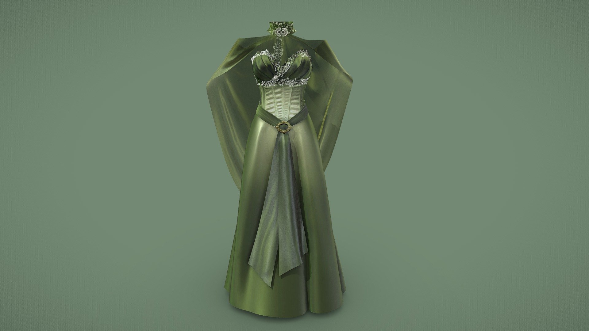 Female Elven Gown 3d model