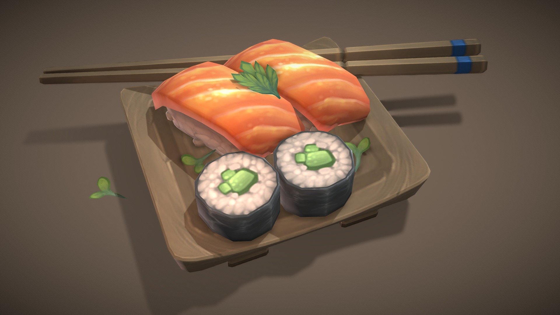 Japanese food pack sushi 3d model