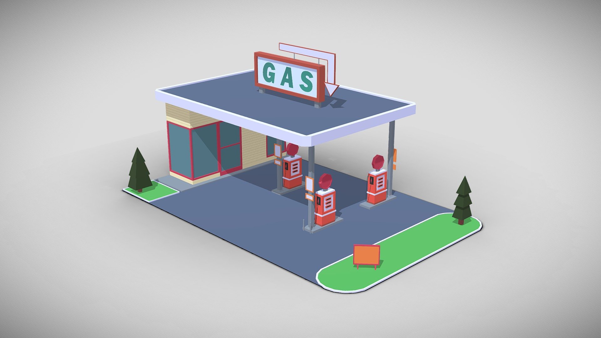 Gas Station Fuel Oil 3d model