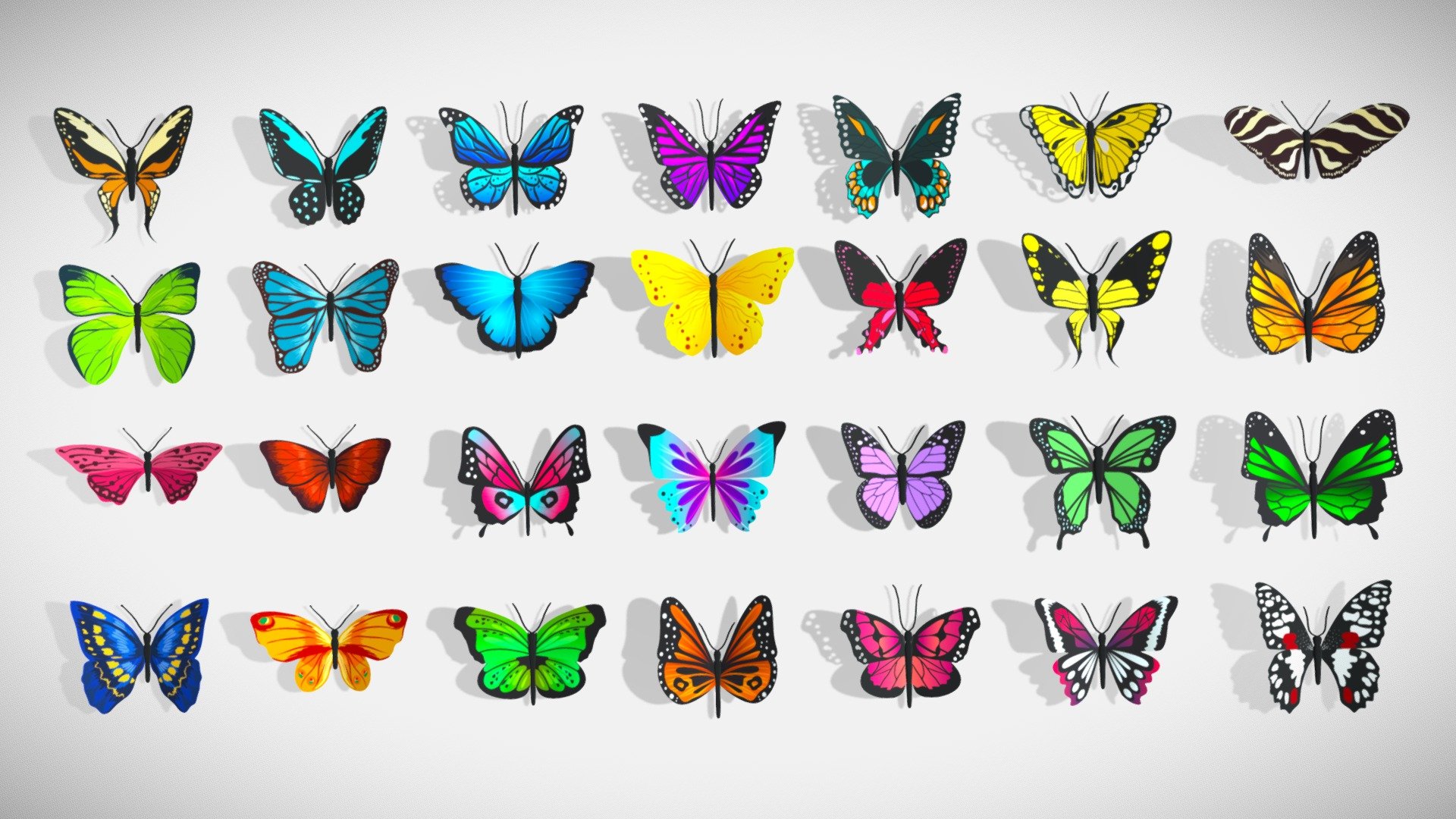 Butterfly Pack (Low Poly) 3d model