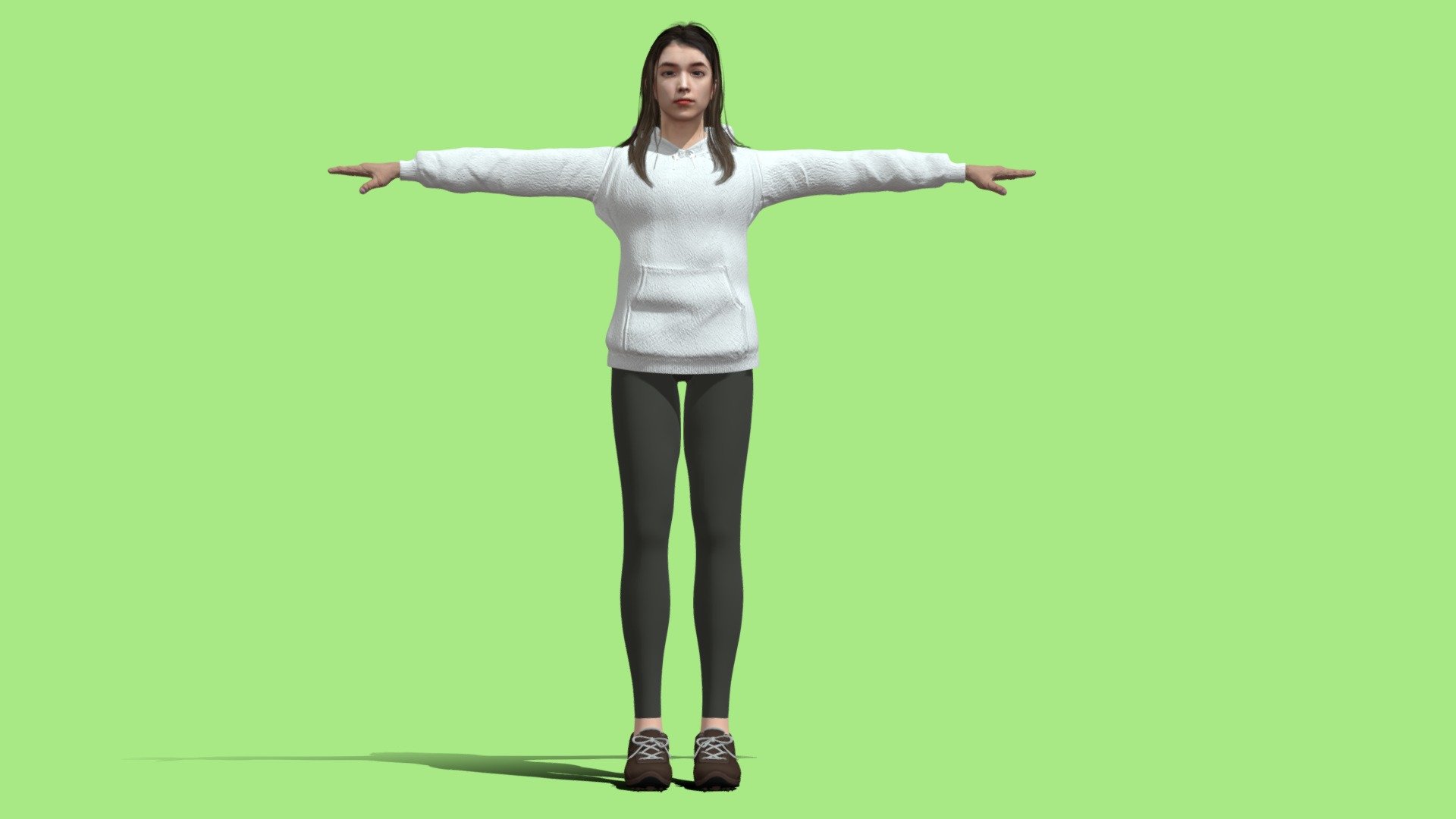 T-Pose rigged Young girl 3d model