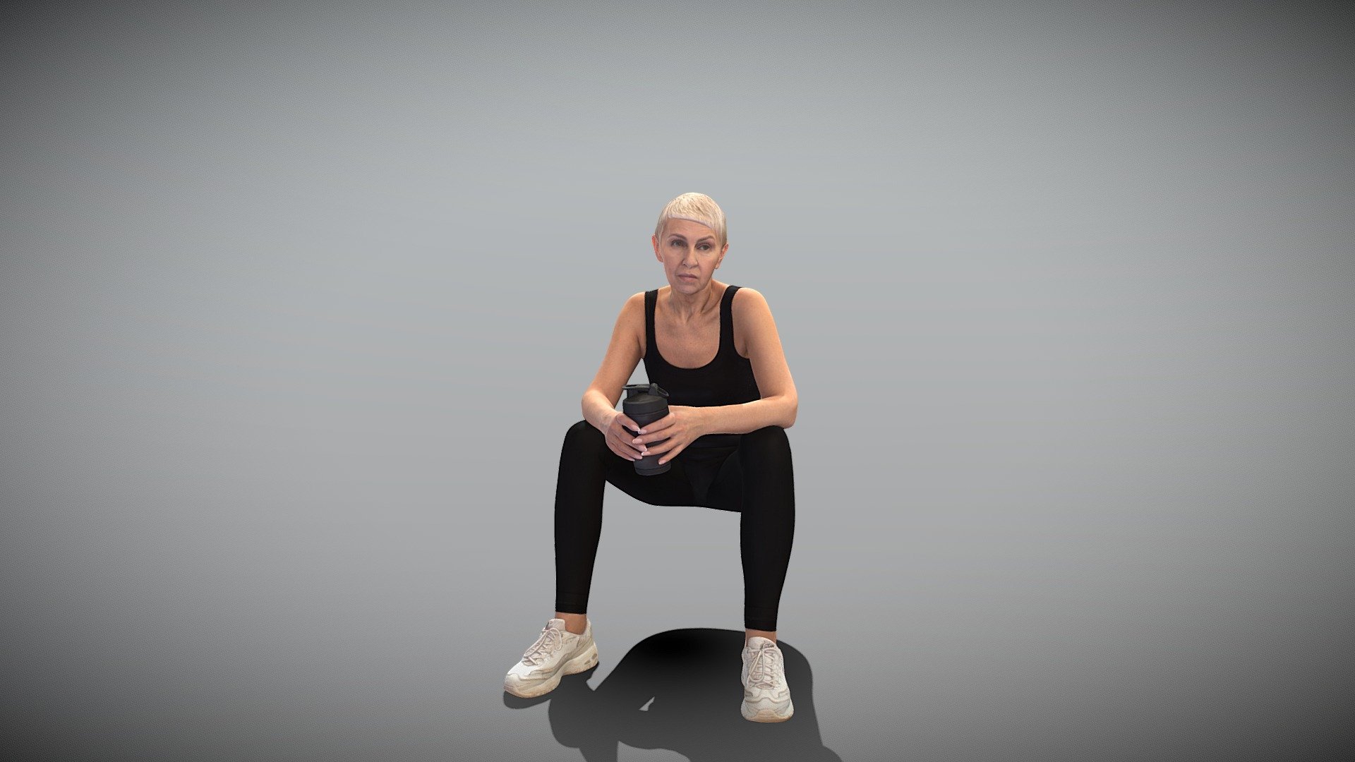 Woman in sportswear holding water bottle 430 3d model