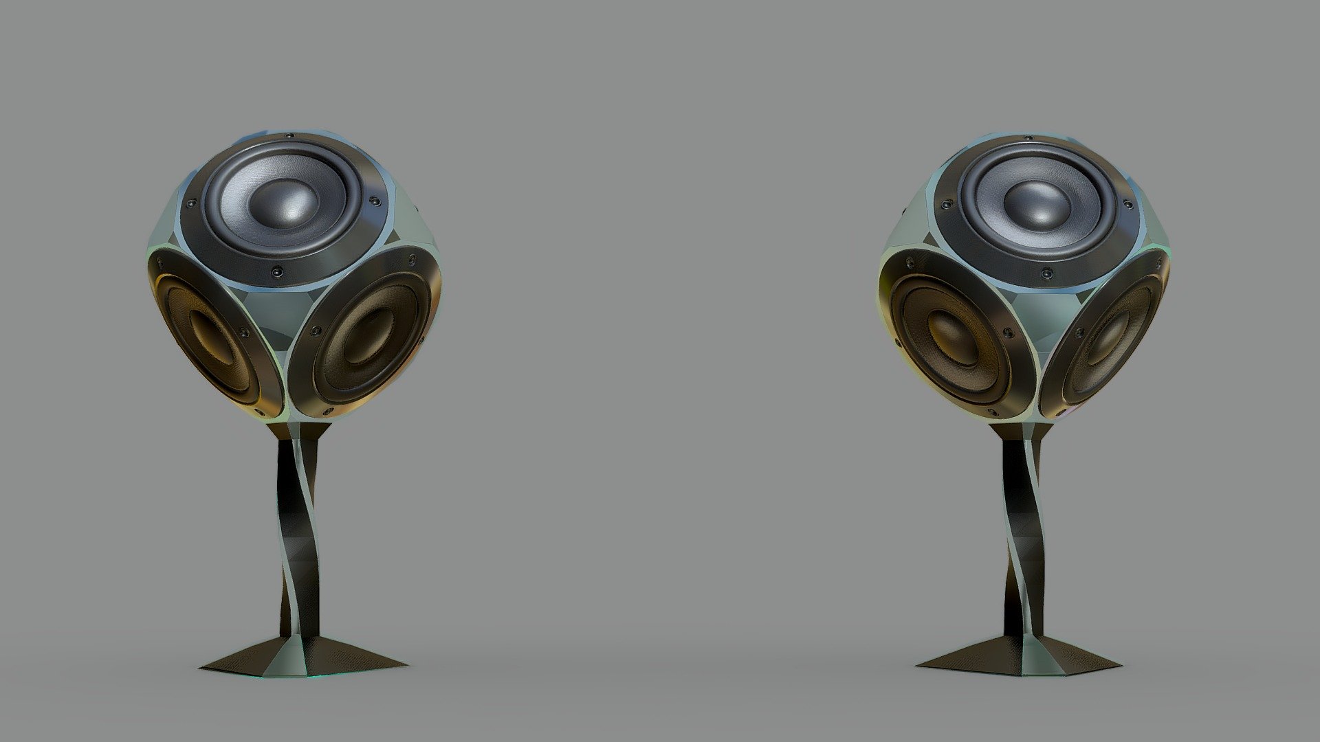 HD Glass Scifi Speaker Set 3d model