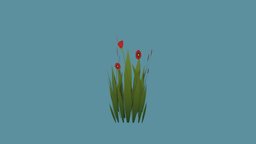 Stylized grass & poppies