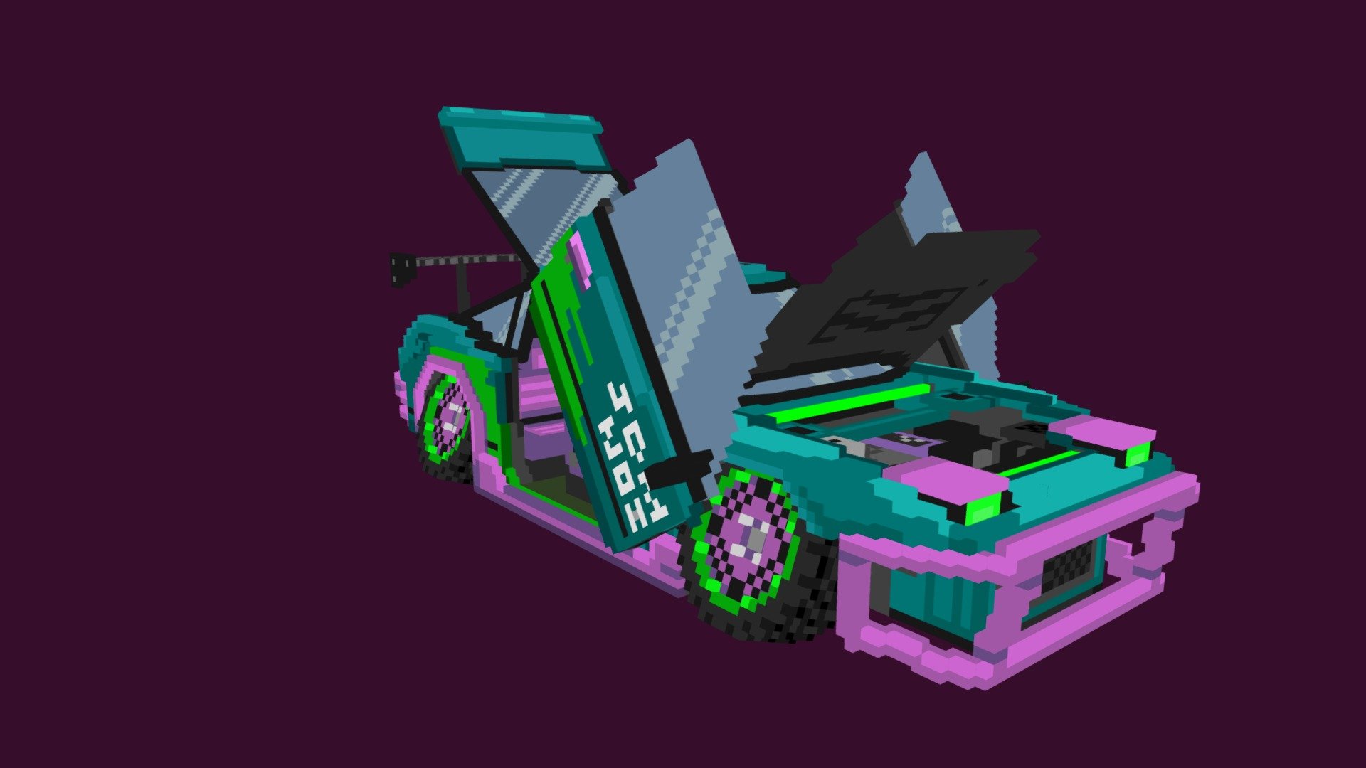 VOXEL ART nissan 240sx custom drift edition 3d model