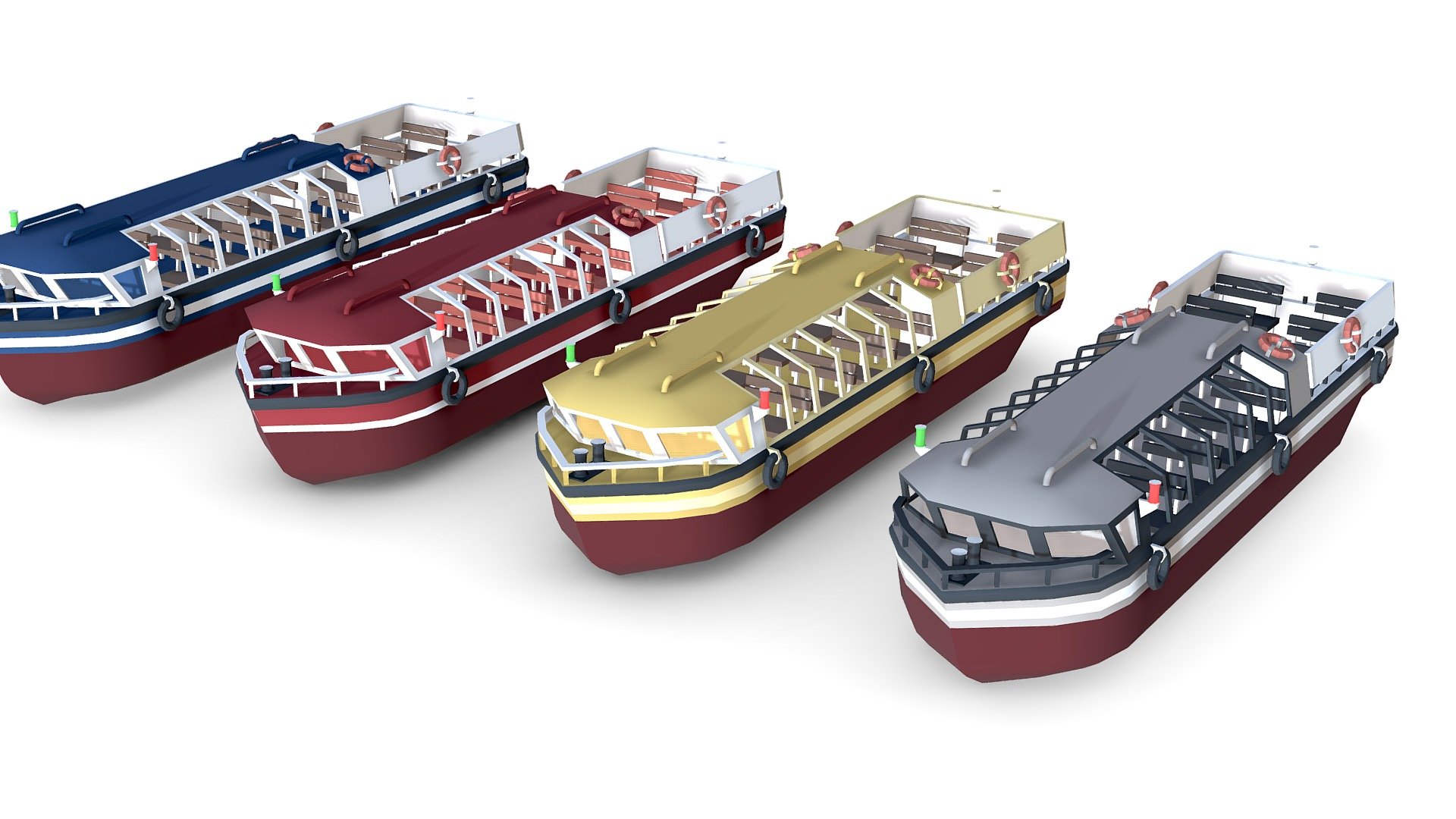 Pleasure Boat Low-poly 3d model