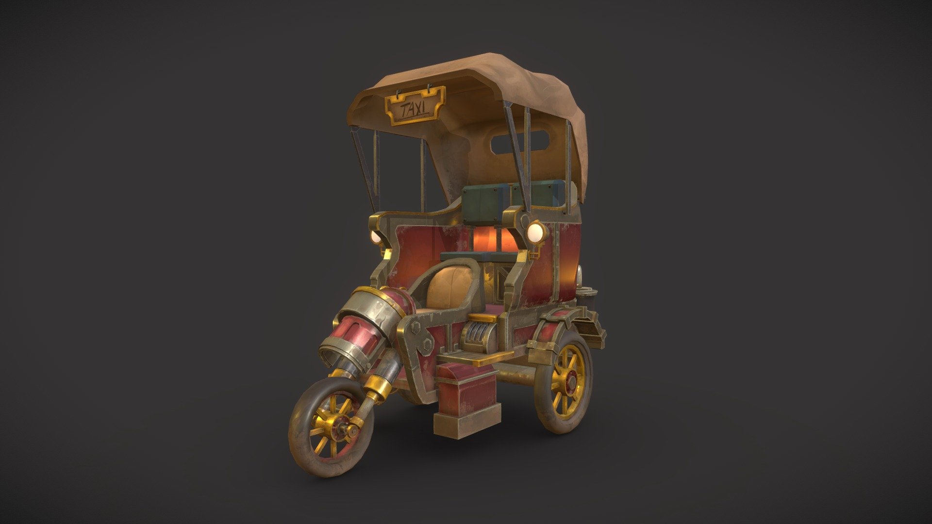 Steampunk Taxi 3d model