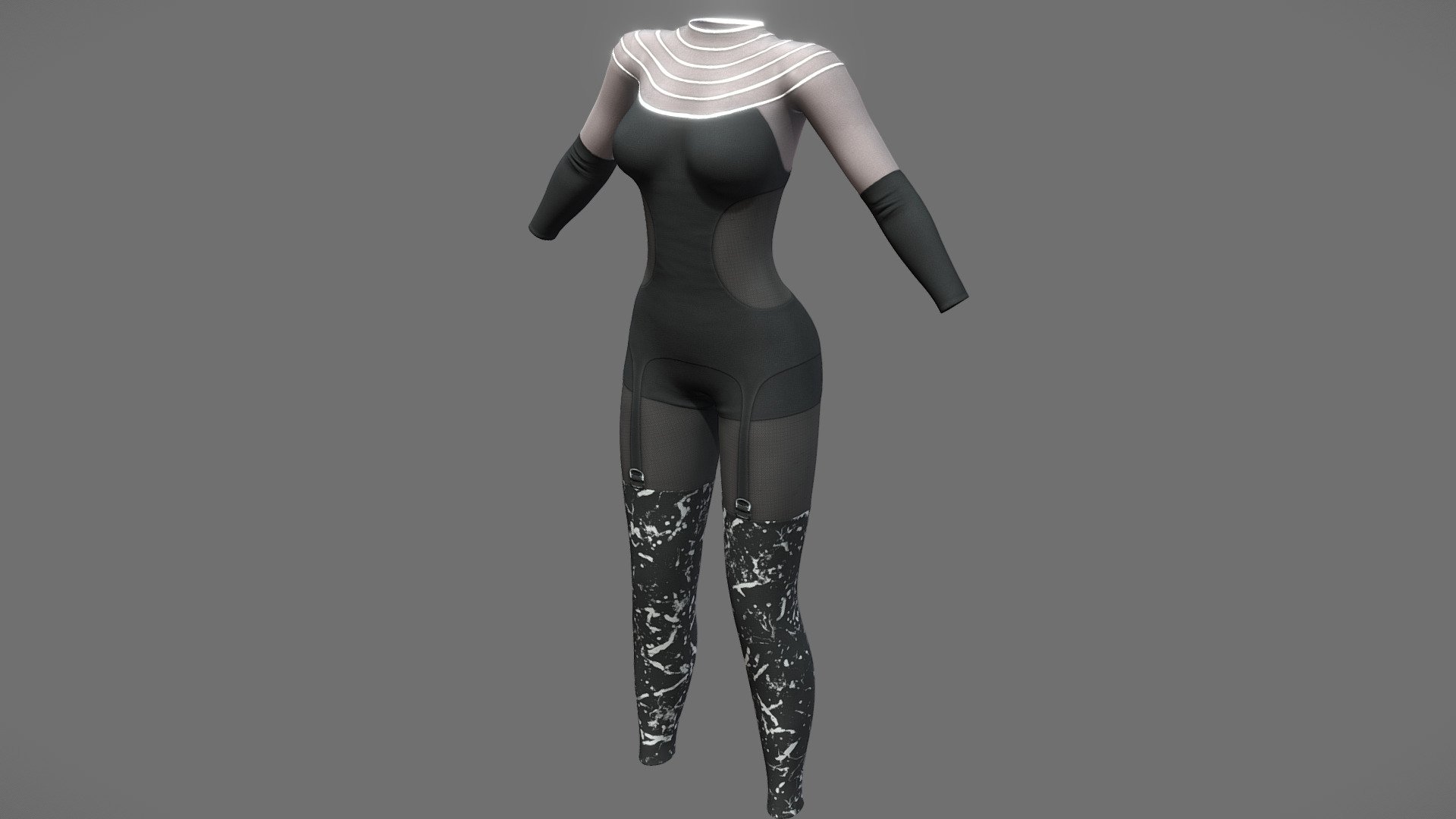 Female Futuristic Sci-fi Bodysuit 3d model