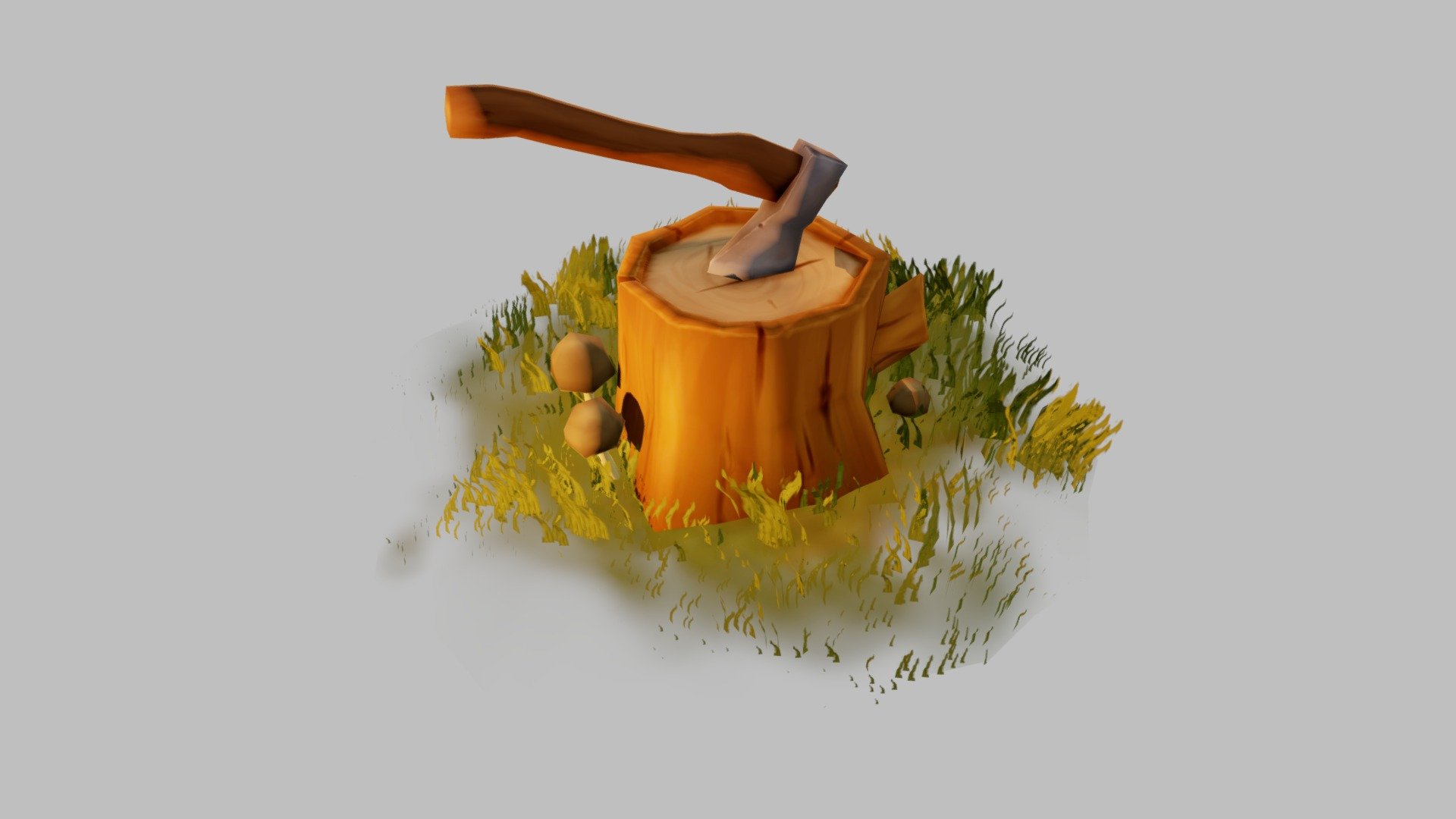 Ax in tree stump 3d model