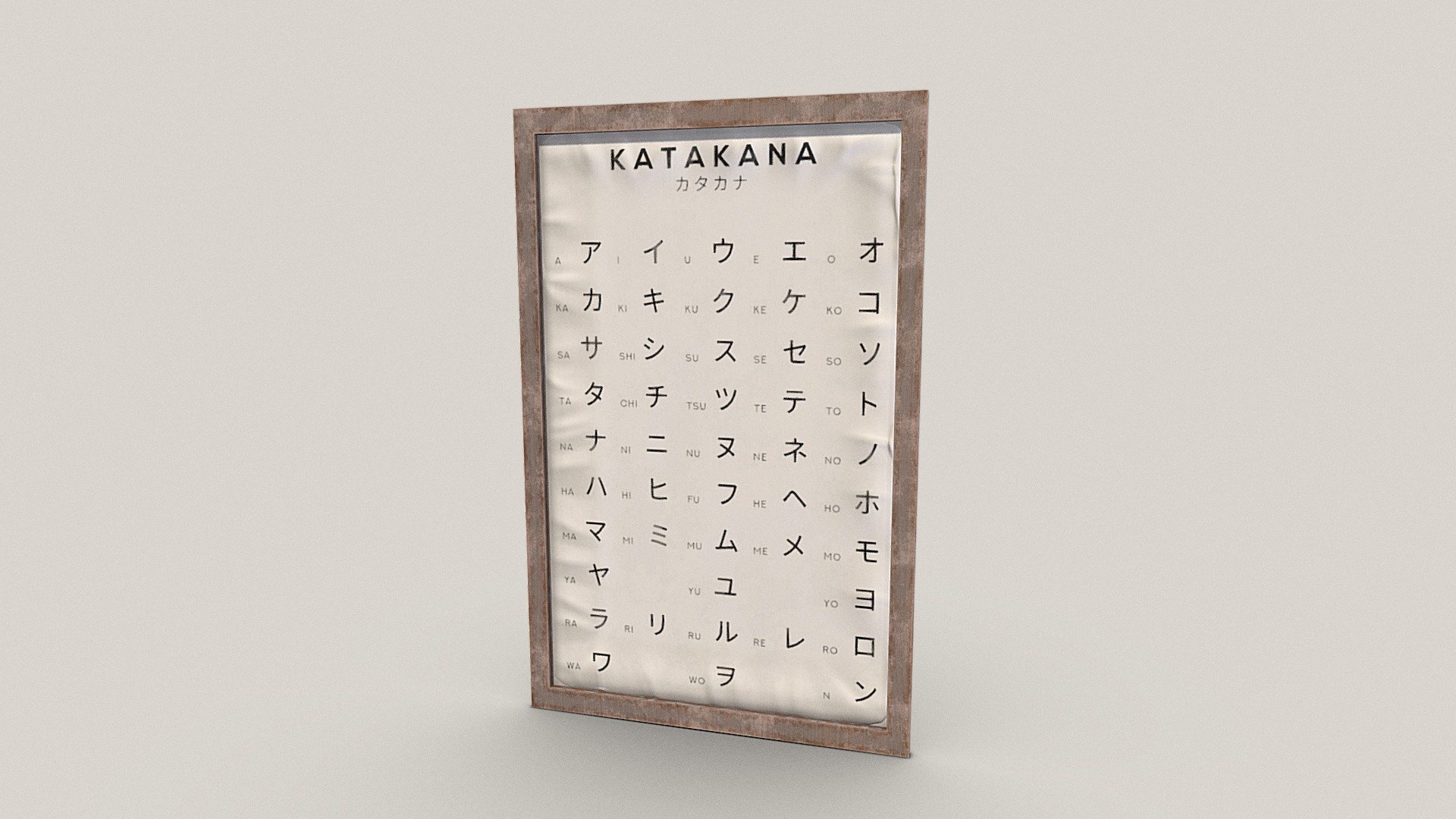 katakana alphabet poster 3d model