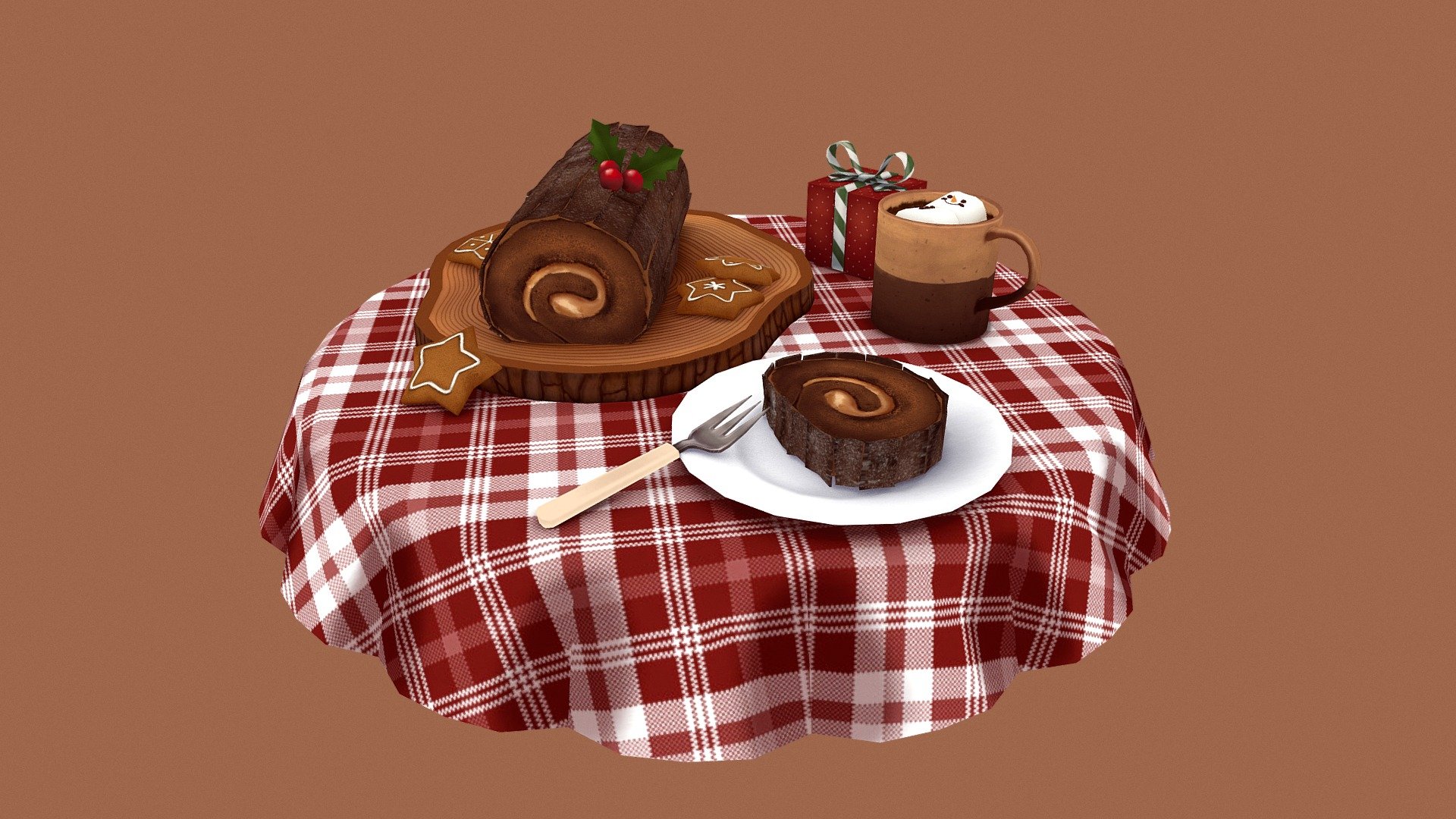 Yule Log and Hot Cocoa 3d model