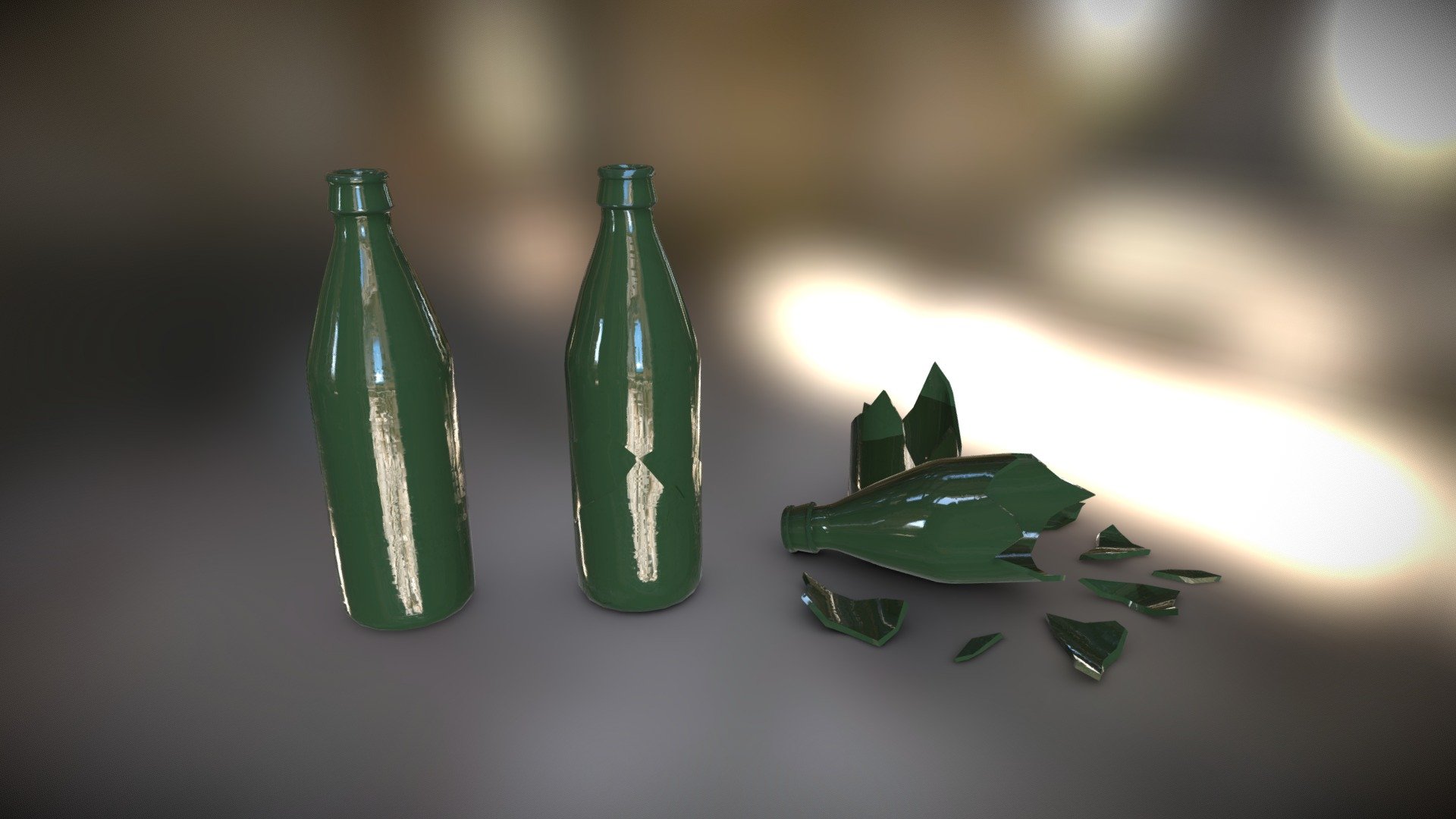 Broken and Whole Bottles 3d model