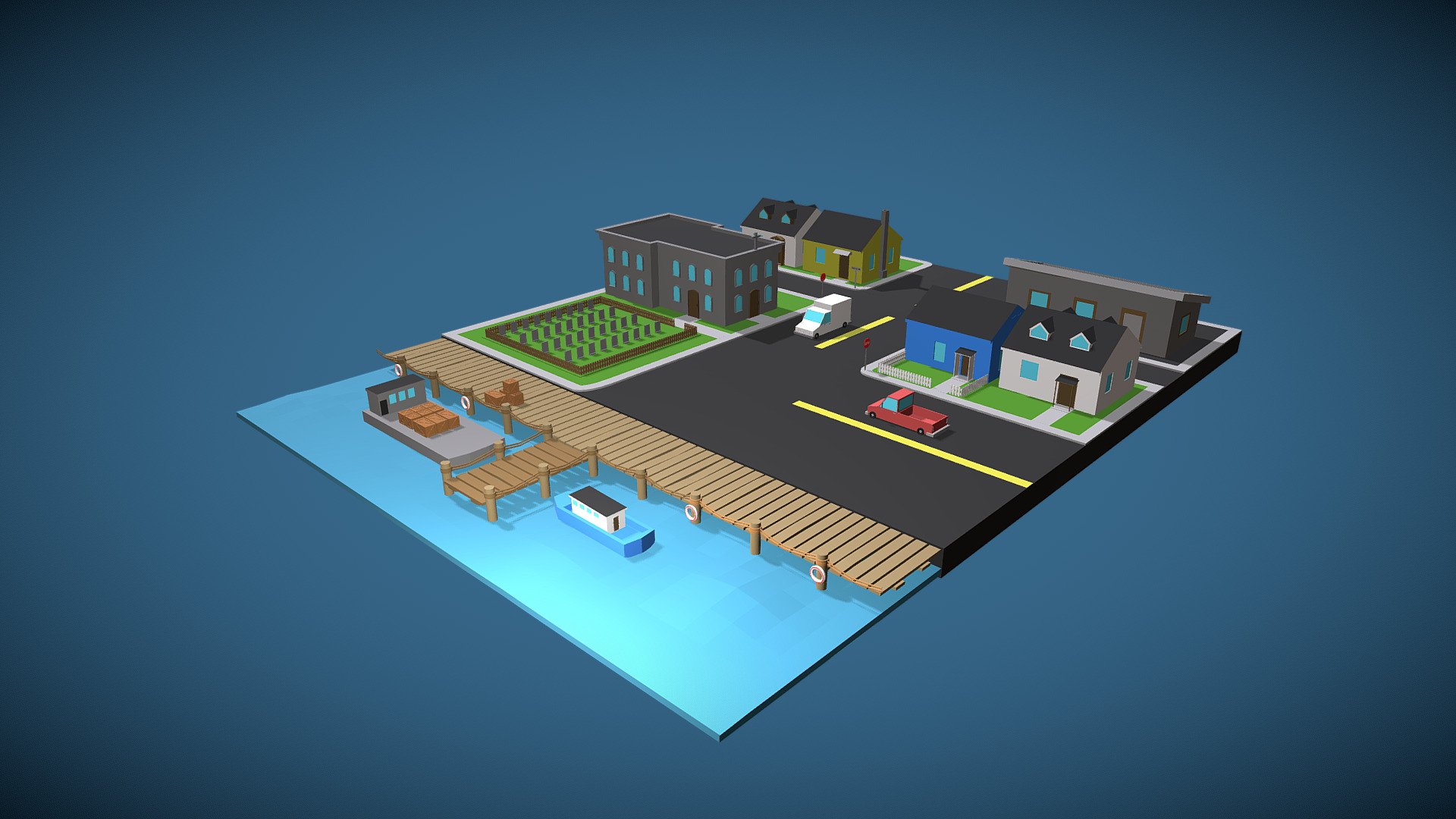 Port Town 3d model