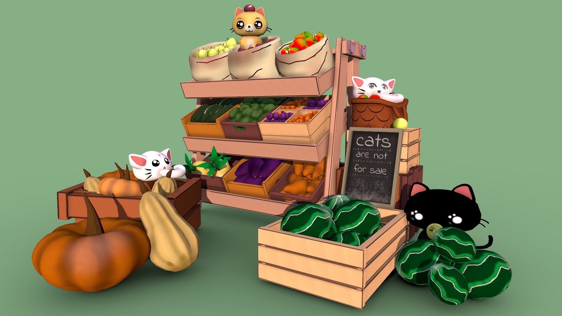 Cat Market 3d model