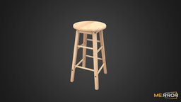 [Game-Ready] High Wood Stool