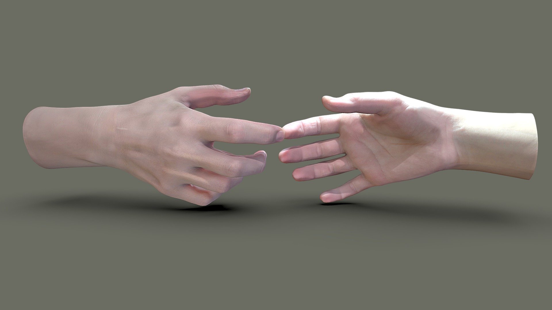 Female hands reaching 3d model