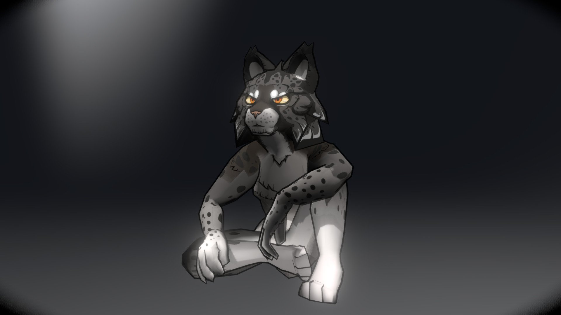 Anthro Lynx Character + Outlines 3d model