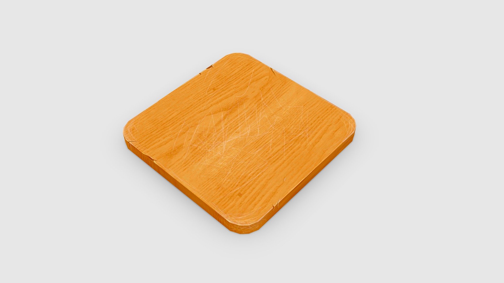 Cartoon square wooden board 3d model