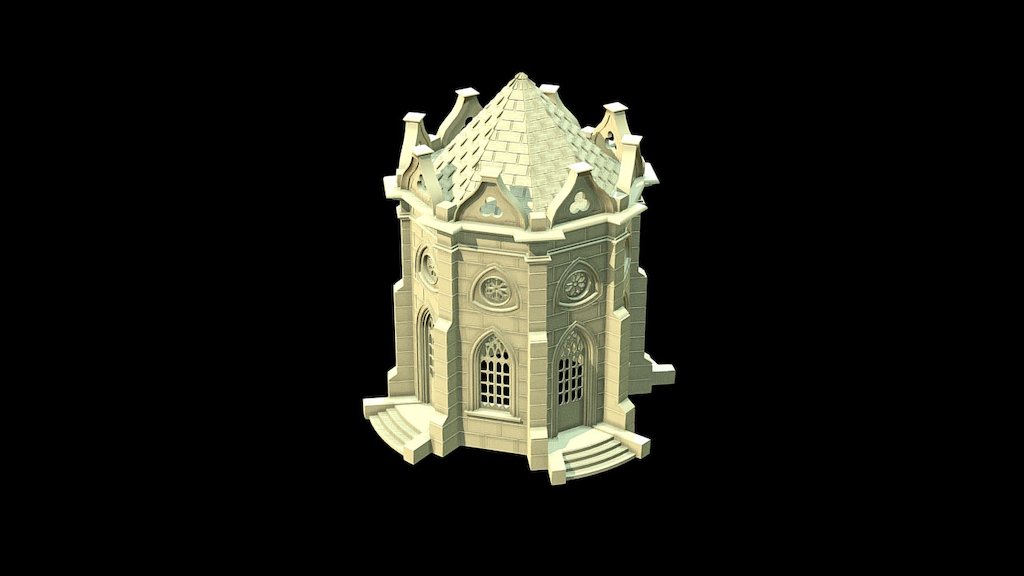 Gothic building for 28mm wargames 3d model