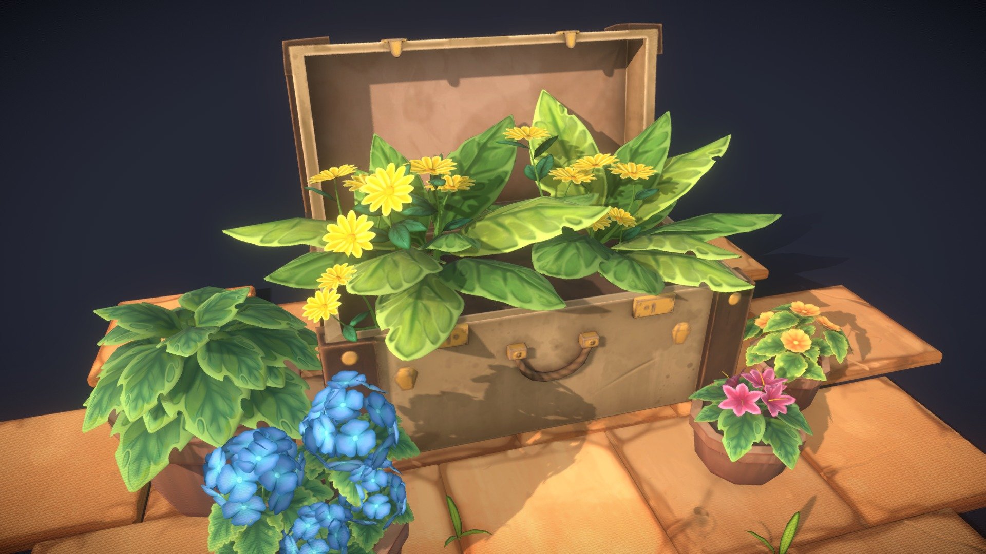 Stylized Garden Props 3d model