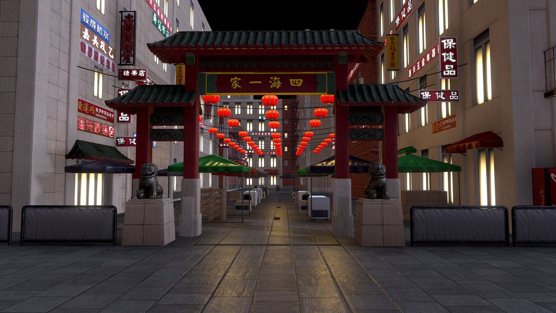 China-Town for mobile fighting game(Freelance) 3d model