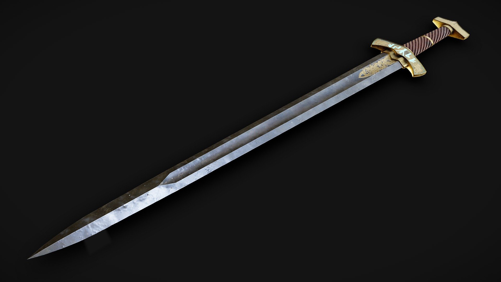 Runed Fantasy Viking Sword 3d model