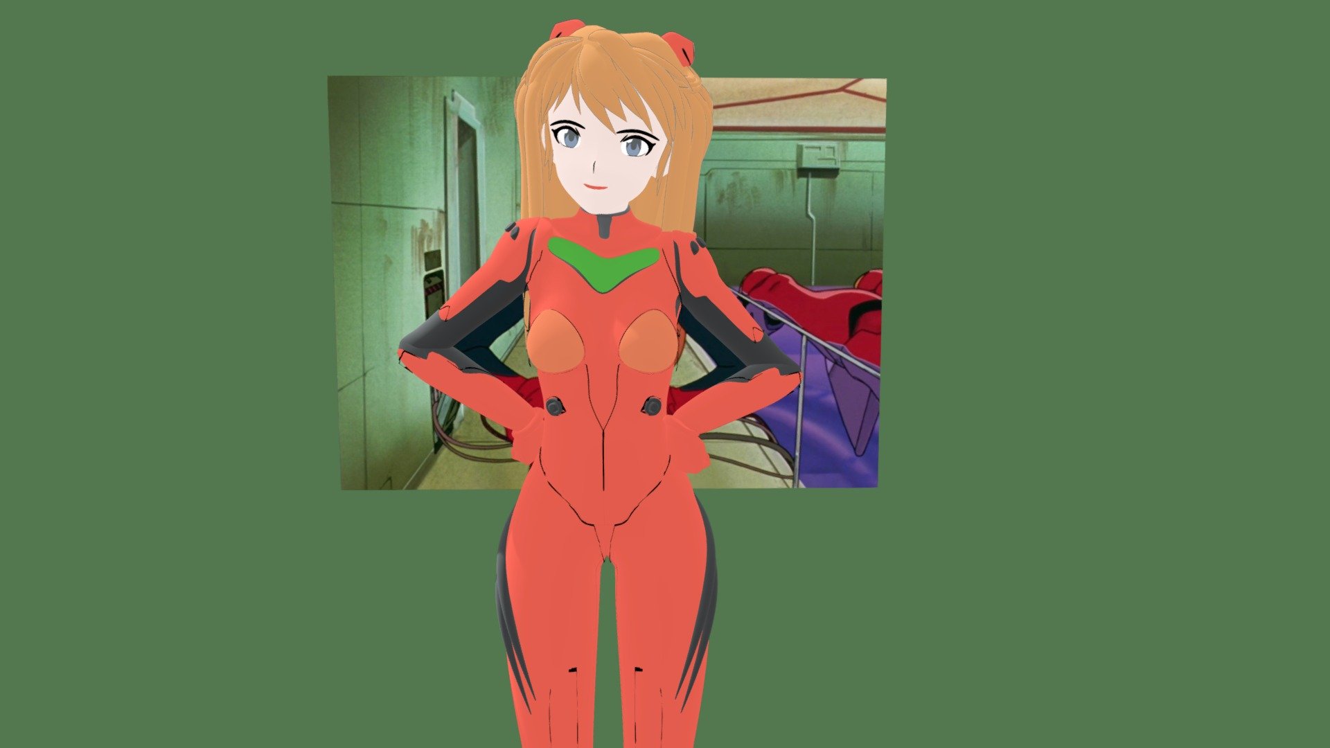 Asuka with the Eva Suit Rigged 3d model