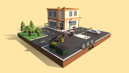 Low Poly City Diorama Scene