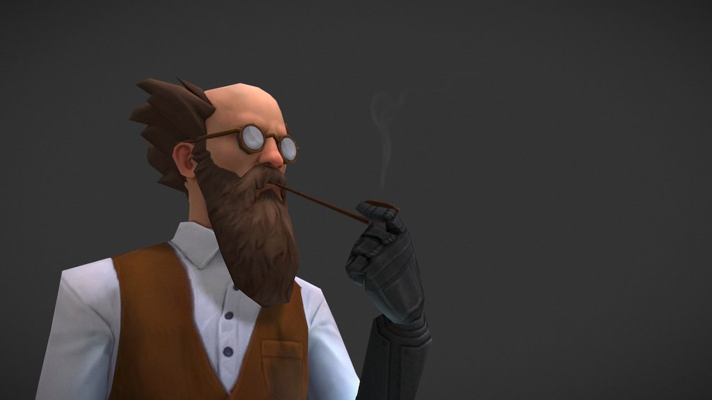 Strange man and his smoke pipe 3d model