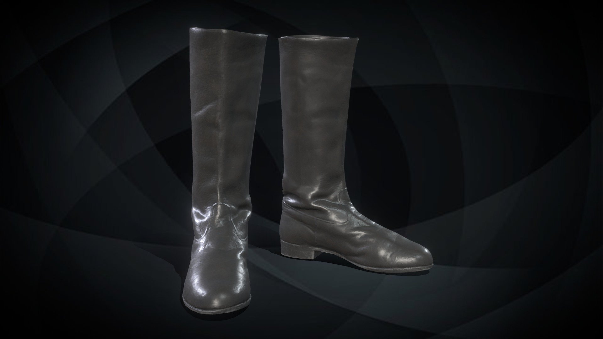 High leather officer Boots Lowpoly assets 3d model