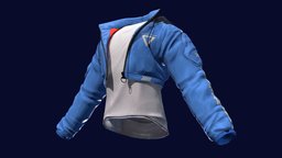 CRB-003 Blue Hood Crop Bomber Jacket