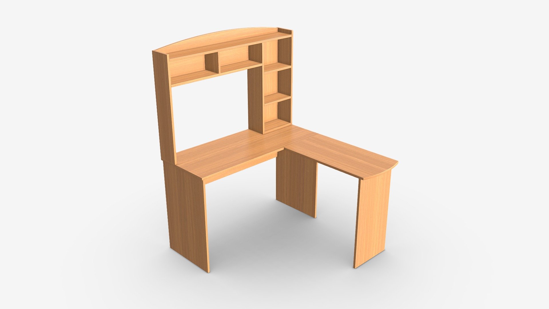 L-shape Computer Desk with Shelf 3d model