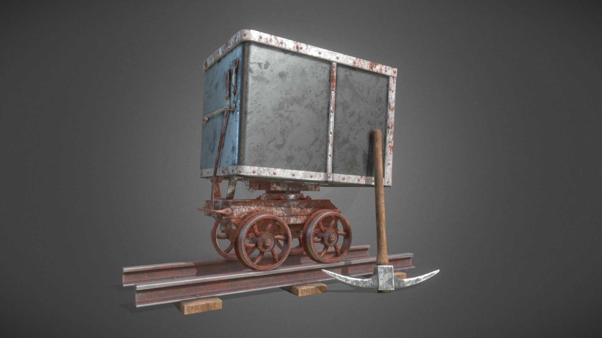 Rusty Mining Cart 3d model